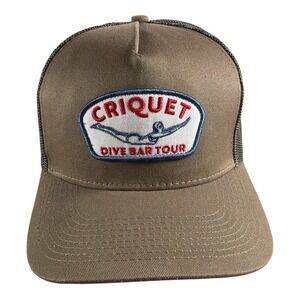 Criquet Golf Dive Bar Tour Mens Brown Mesh Snapback Trucker Hat Patch Logo Cap